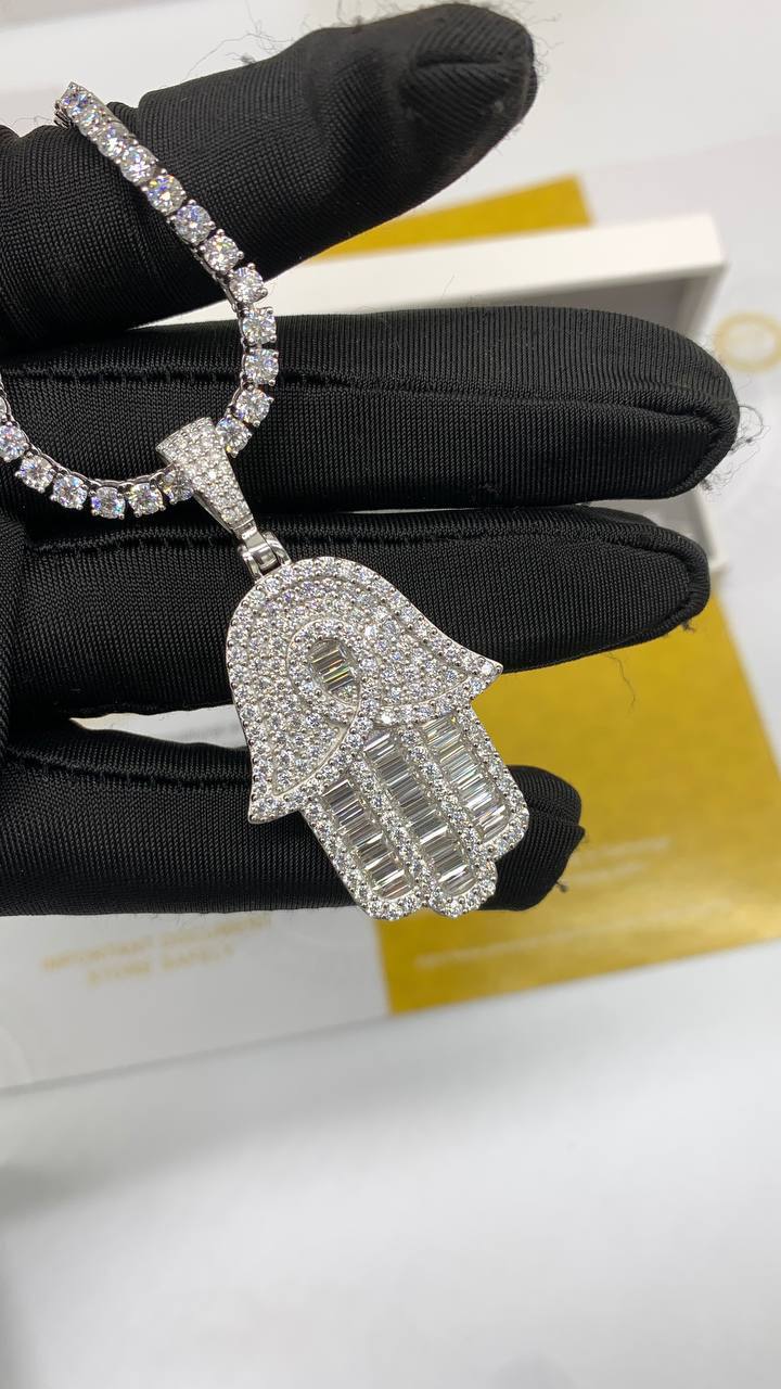 Hamsa Hand Pendant Necklace and Matching Bracelet