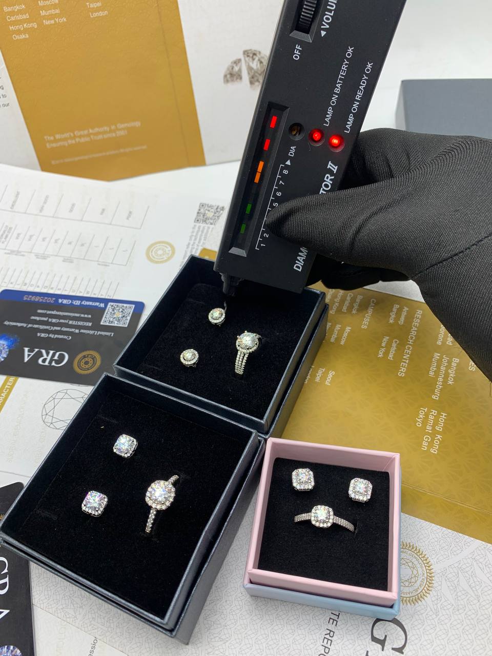 VVS Moissanite Diamond Earrings and Ring Combo