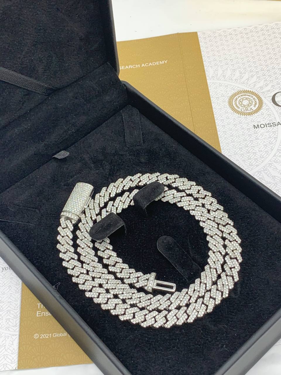 Moissanite Cuban Link Chain with a Cross Pendant