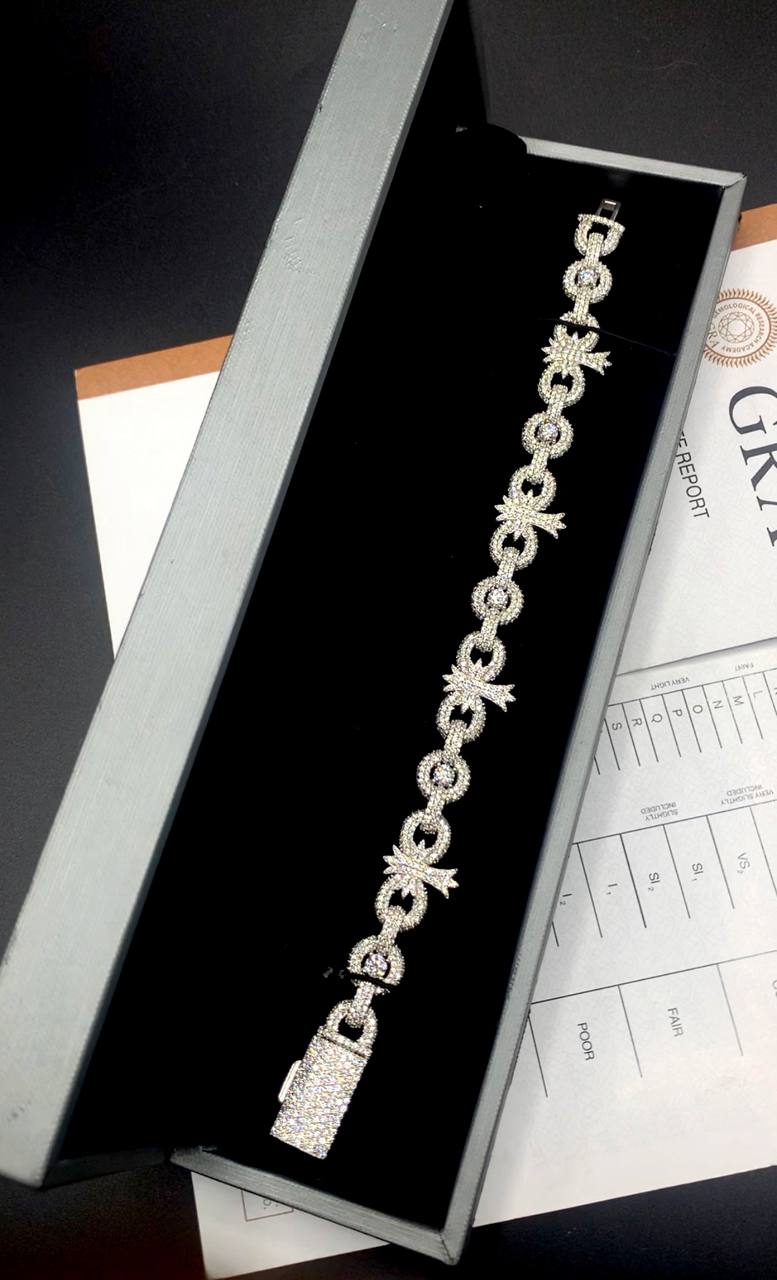 VVS Moissanite Diamond Bracelets, Map Pendant, and Tennis Necklace.