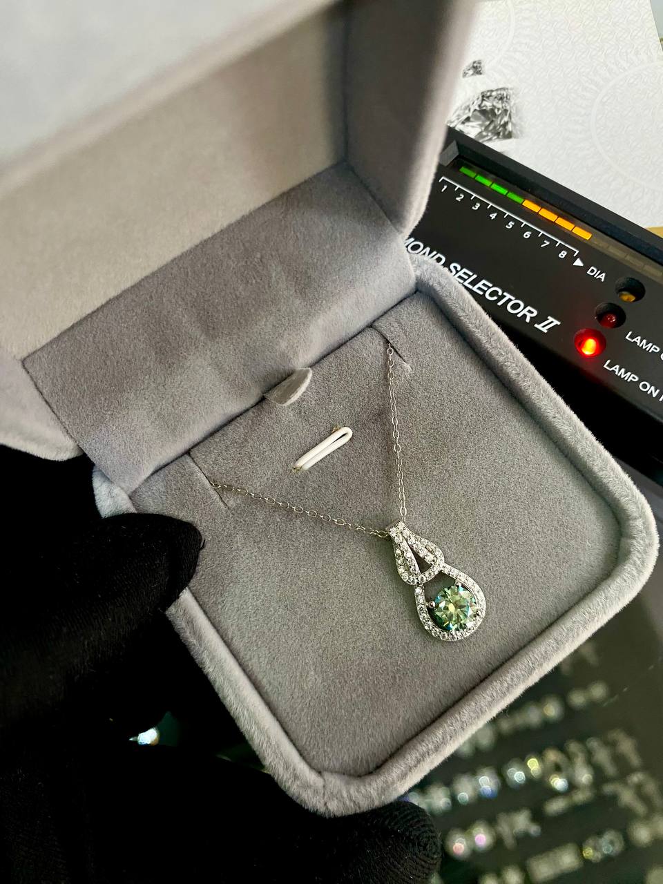 VVS Moissanite Diamond Necklace with Peridot and Diamond Pendants