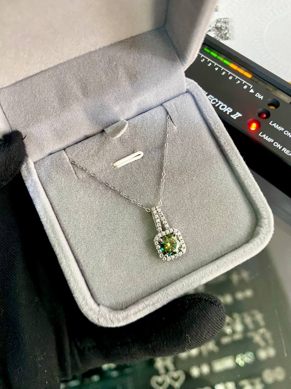 VVS Moissanite Diamond Necklace with Peridot and Diamond Pendants
