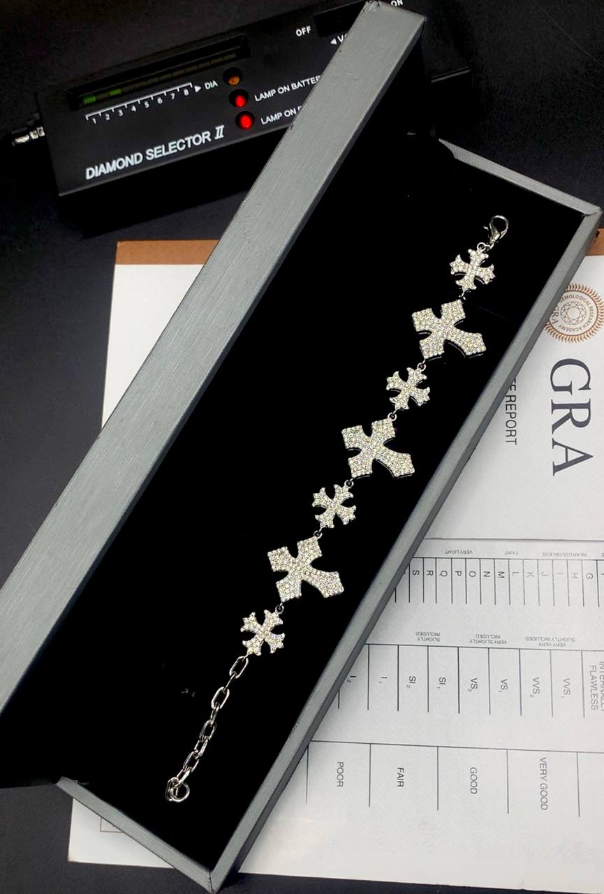 VVS Moissanite Diamond Bracelets, Map Pendant, and Tennis Necklace.