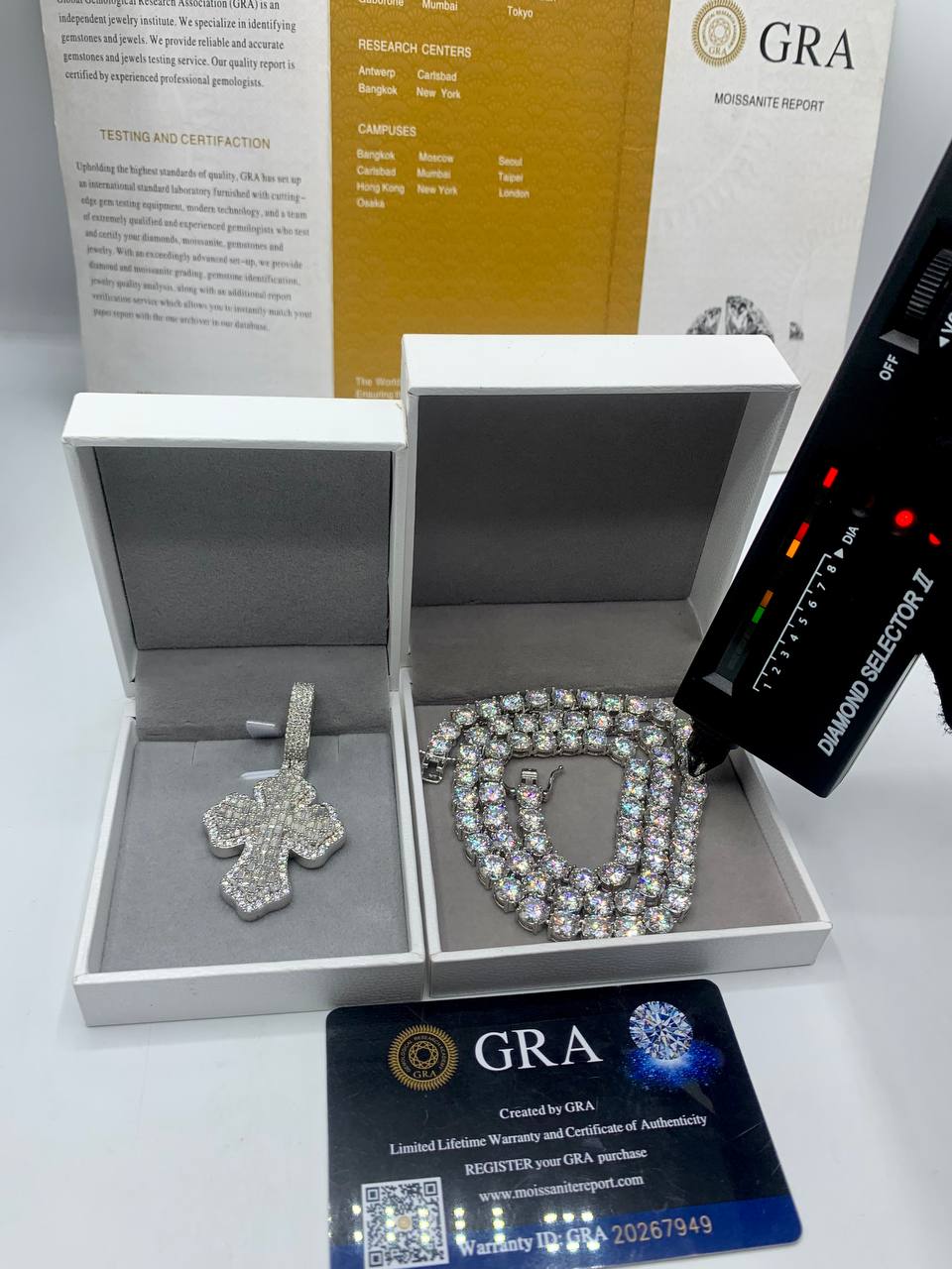 VVS Moissanite Diamond Cross
Pendant on Tennis Neck Chain