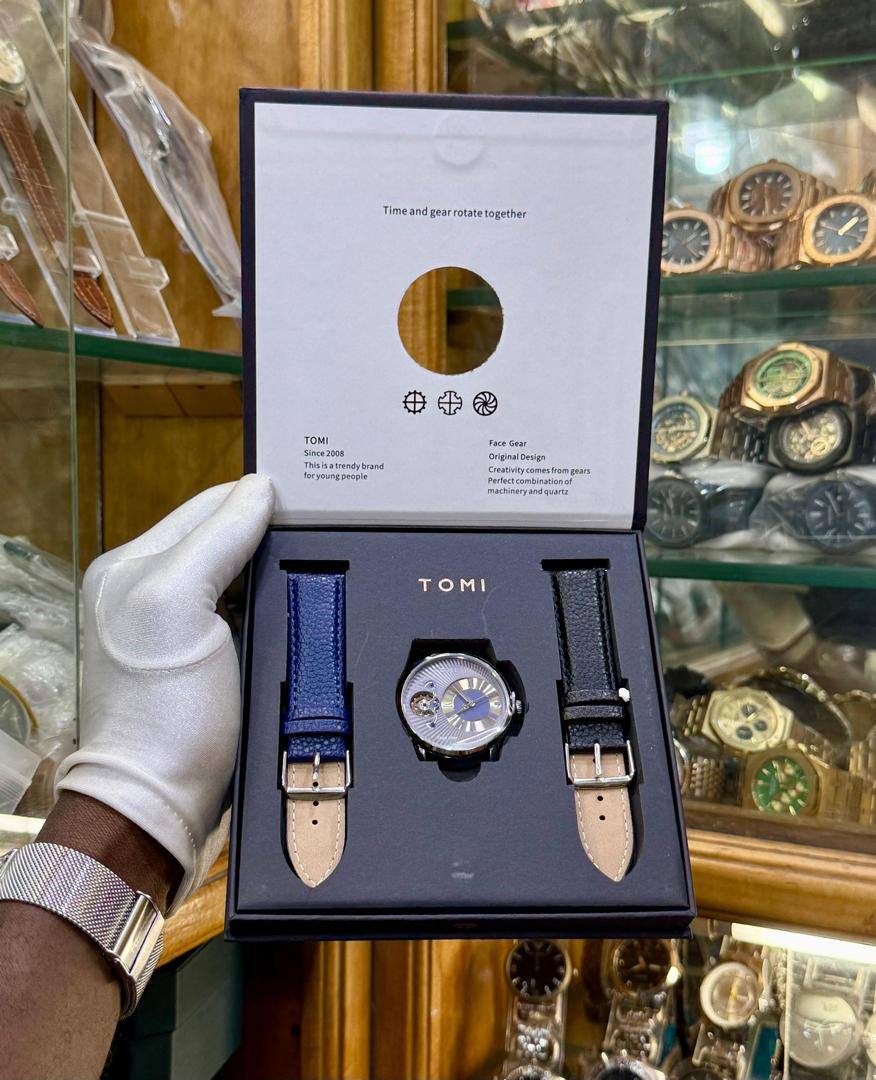 Tomi Face Gear Double Strap Watch