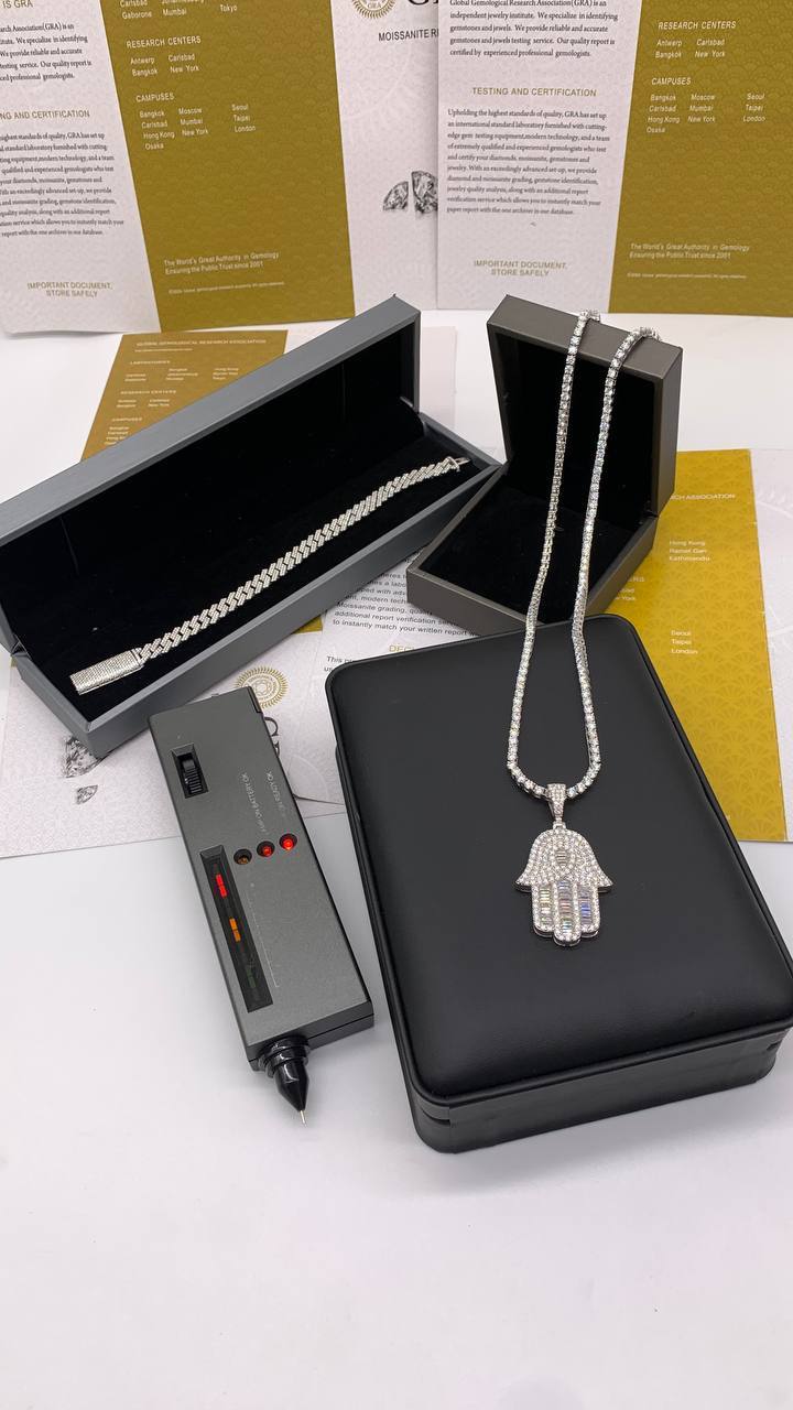 Hamsa Hand Pendant Necklace and Matching Bracelet