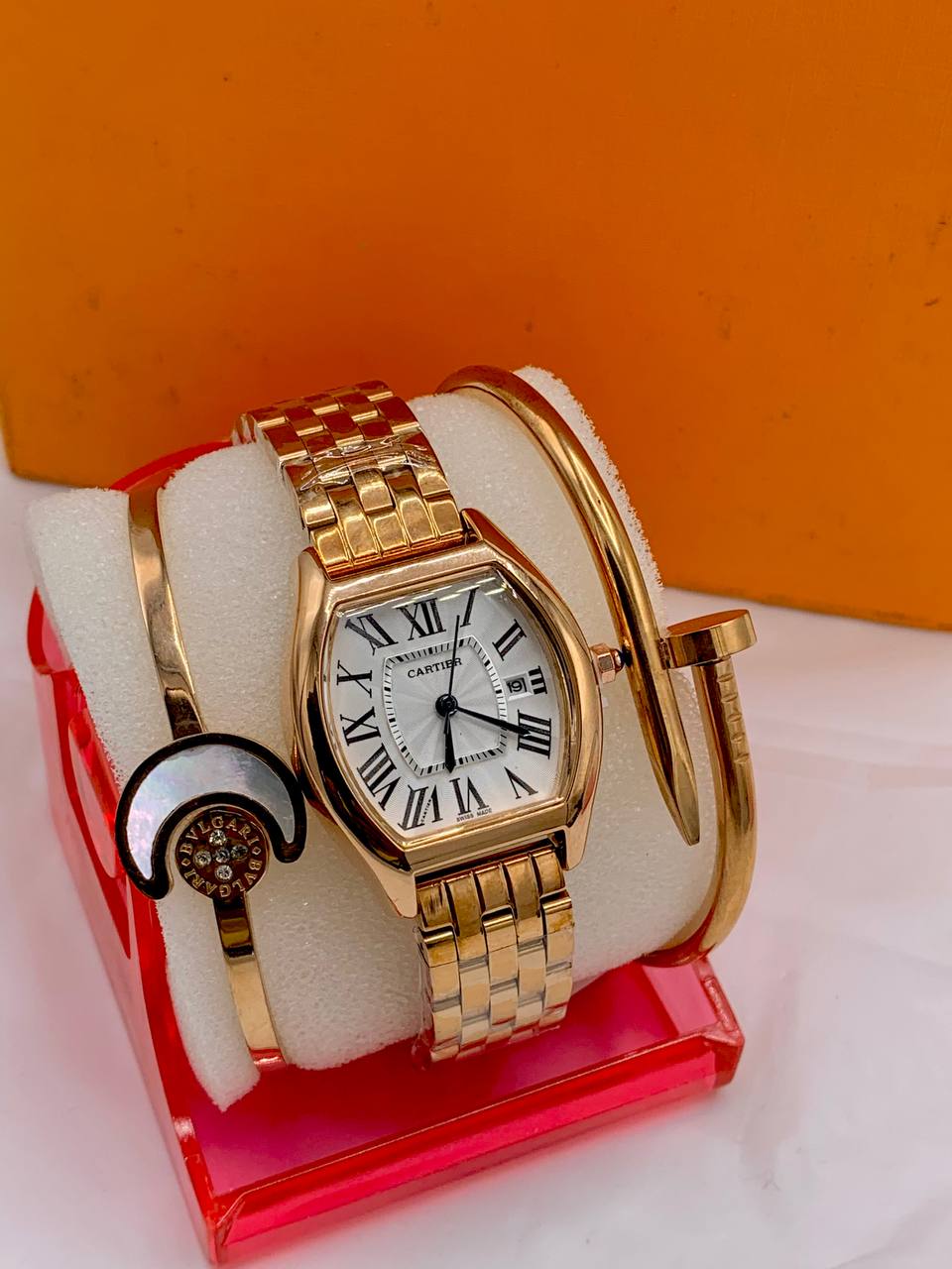 Female Cartier Tortue Watch Set