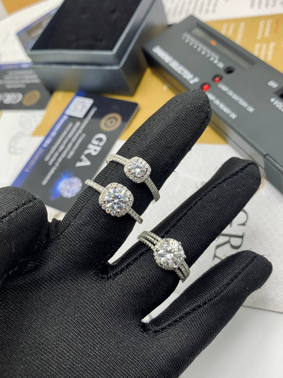 VVS Moissanite Diamond Earrings and Ring Combo