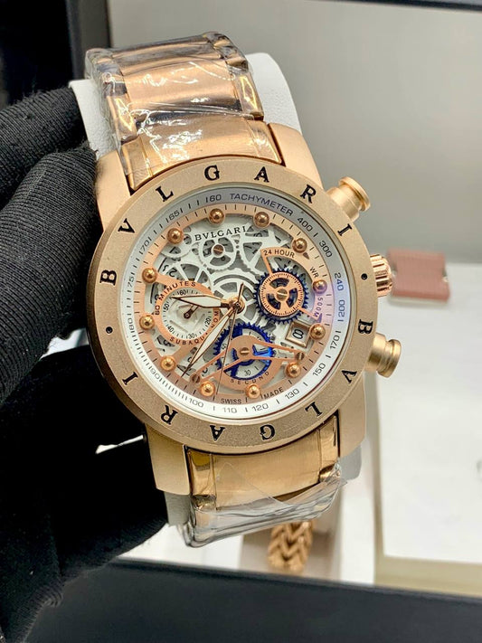 Bvlgari Gold Skeleton Automatic Chronograph Men’s Watch Set