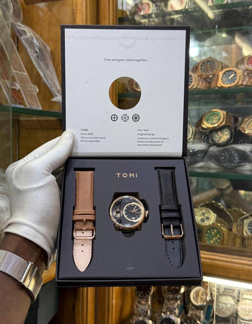 Tomi Face Gear Double Strap Watch