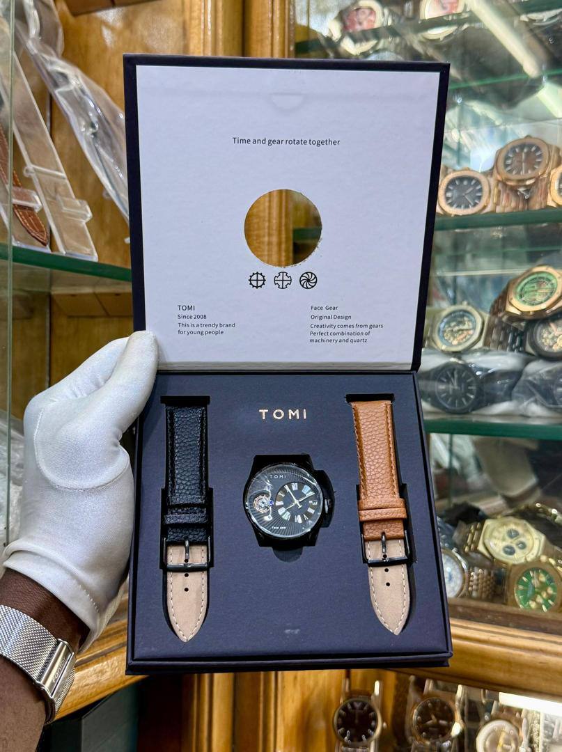 Tomi Face Gear Double Strap Watch