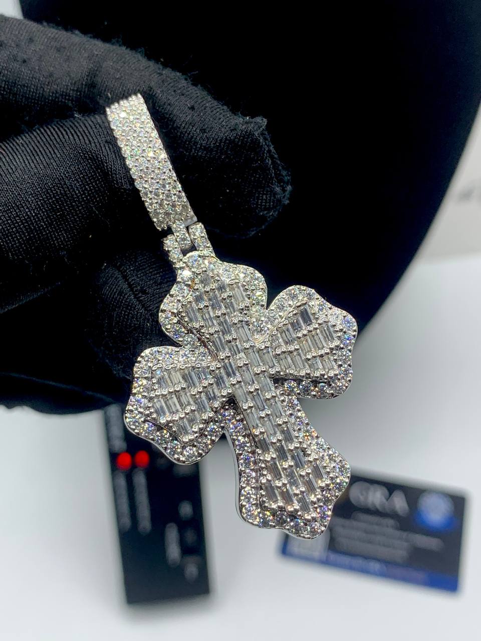 VVS Moissanite Diamond Cross
Pendant on Tennis Neck Chain