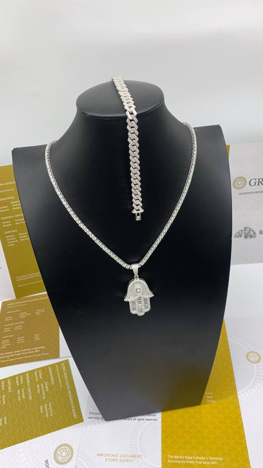 Hamsa Hand Pendant Necklace and Matching Bracelet
