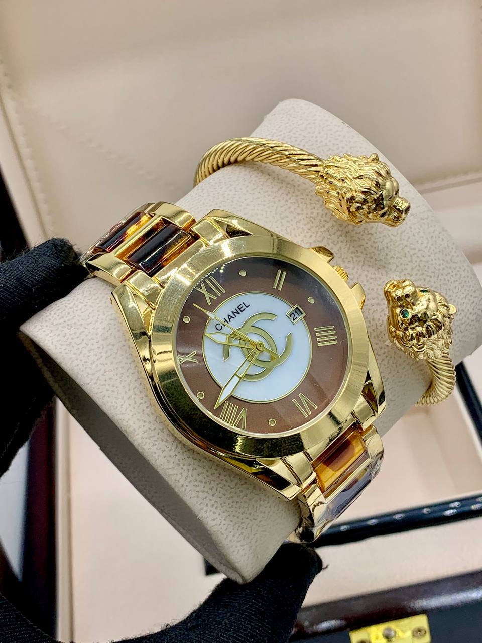 Gold-Toned Chanel Watch Set