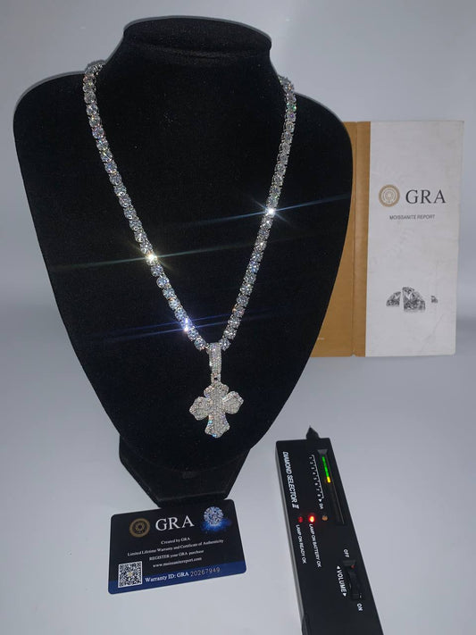 VVS Moissanite Diamond Cross
Pendant on Tennis Neck Chain