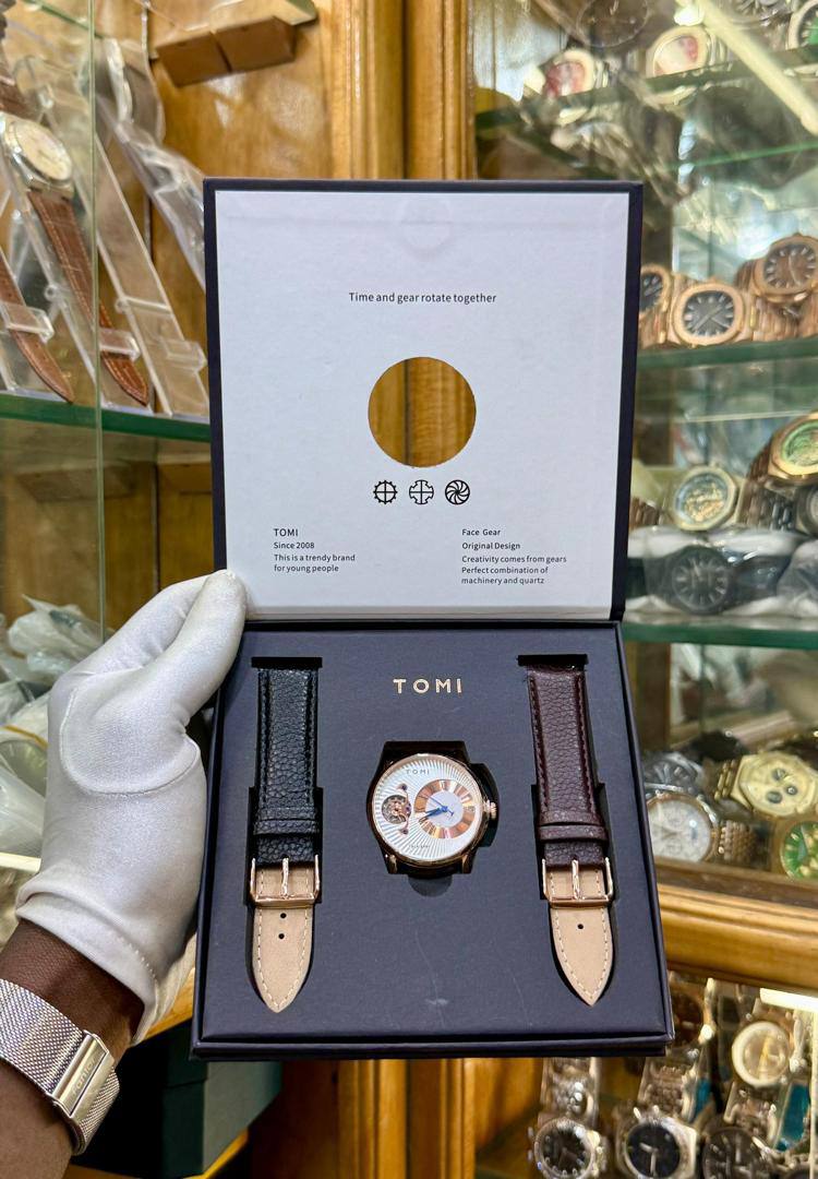 Tomi Face Gear Double Strap Watch